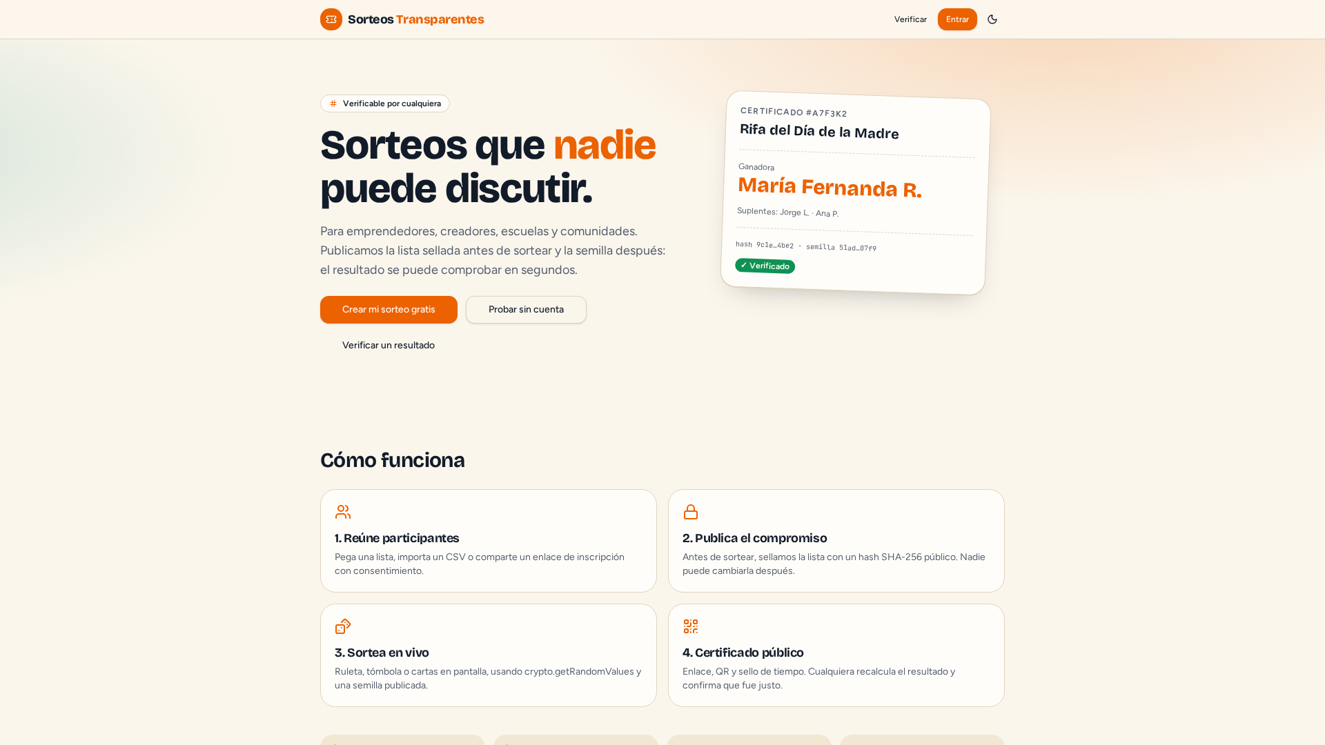 Sorteos Transparente